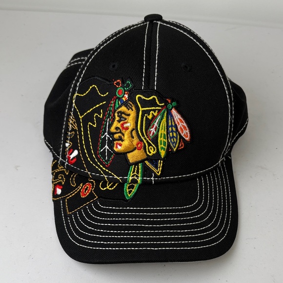 Reebok Other - Chicago Blackhawks NHL Reebok Black Hat with Colorful Embroidery